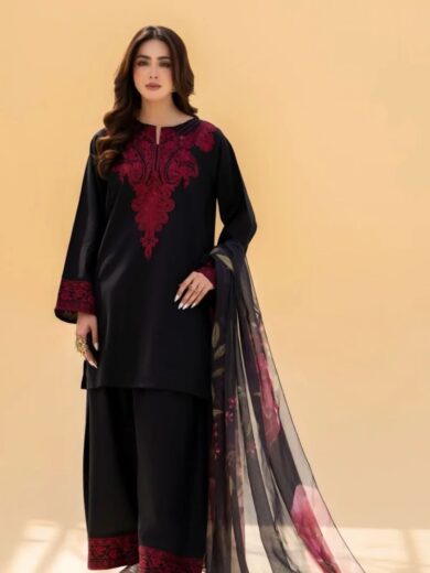 Ruby Nori 3PC – Grace Embroidered Lawn Suit with Chiffon Dupatta BY RS Fashion